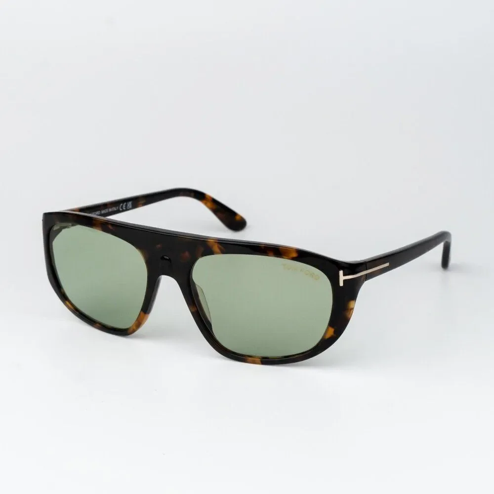 Tom Ford EDWARD-02 Men Sunglasses Havana Green Photochromic Aviator FT1002/S 52N